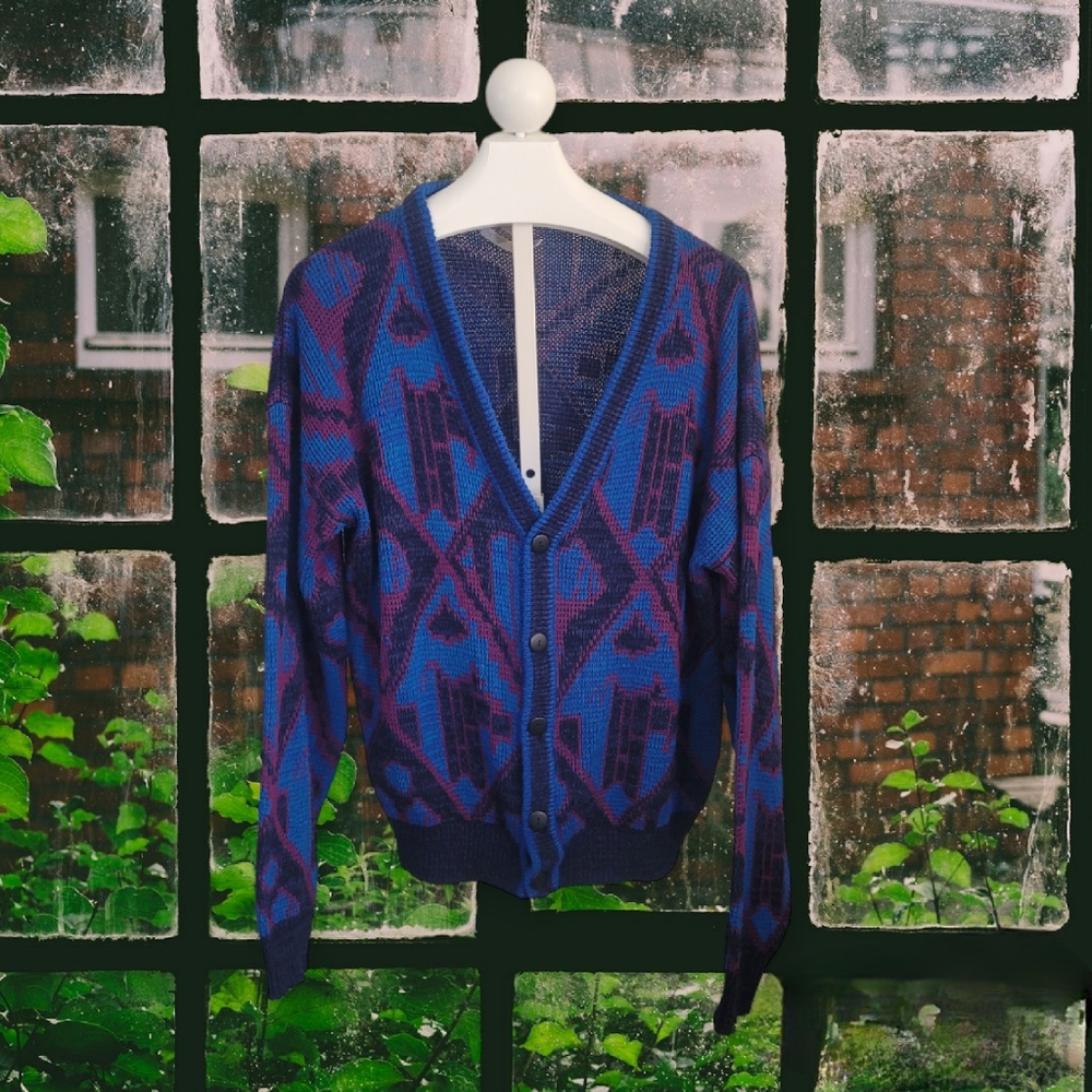Vintage 80s Colorful Cardigan Sweater